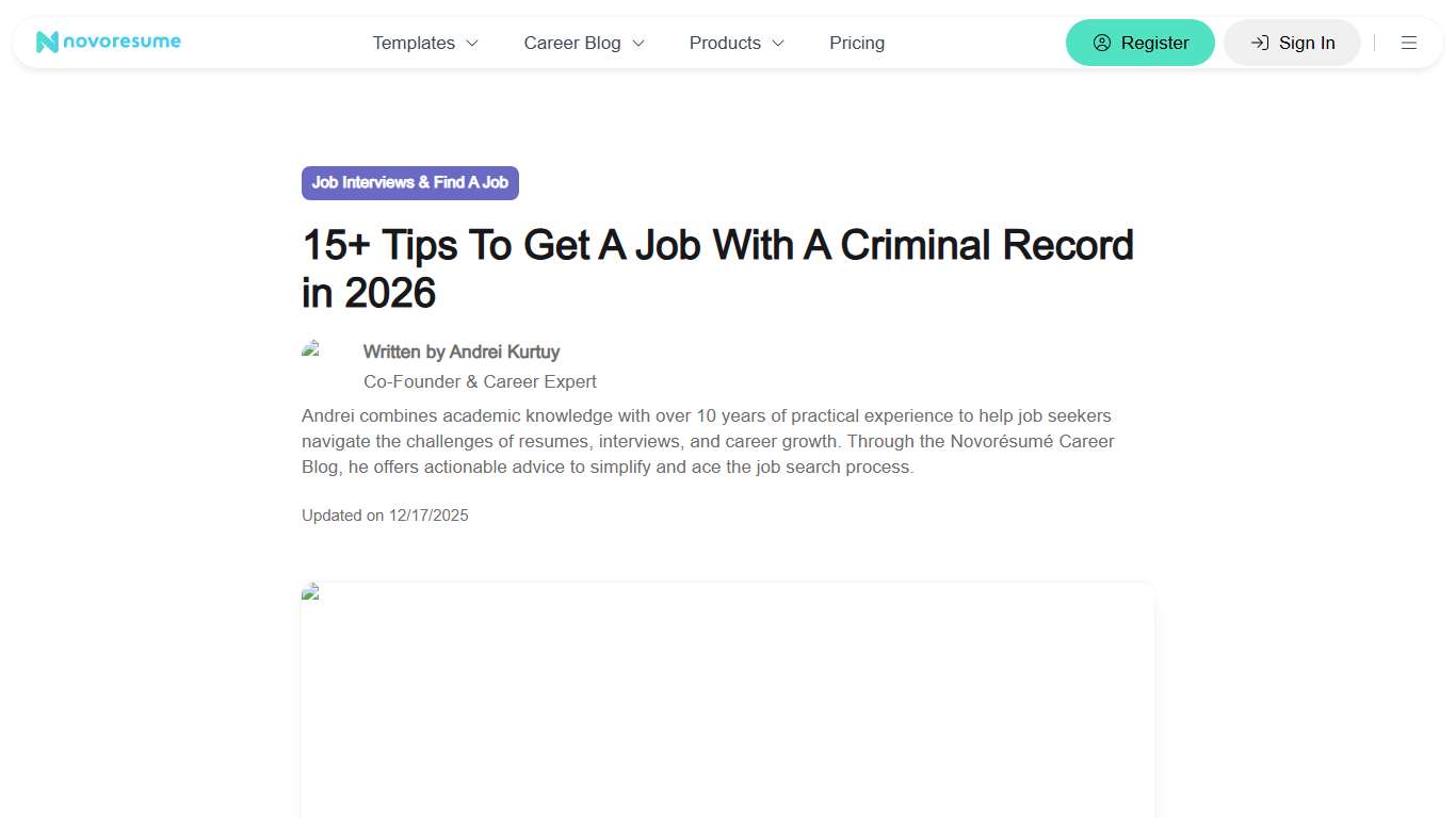 15+ Tips To Get A Job With A Criminal Record in 2026 | Novoresume